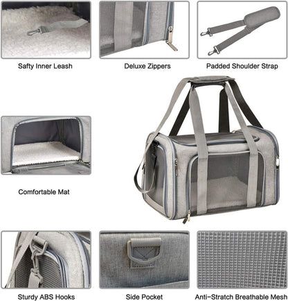 Bicycle panniers - Dog carrier bag for airplanes - Carrier bag for small dogs - Size L - Cat basket, dog basket, portable pet basket with soft sides - Foldable for puppy/rabbit travel - Image 3