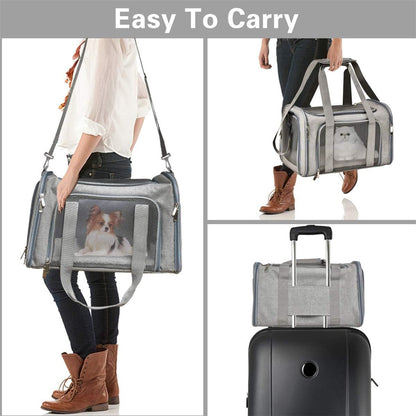 Bicycle panniers - Dog carrier bag for airplanes - Carrier bag for small dogs - Size L - Cat basket, dog basket, portable pet basket with soft sides - Foldable for puppy/rabbit travel - Image 4