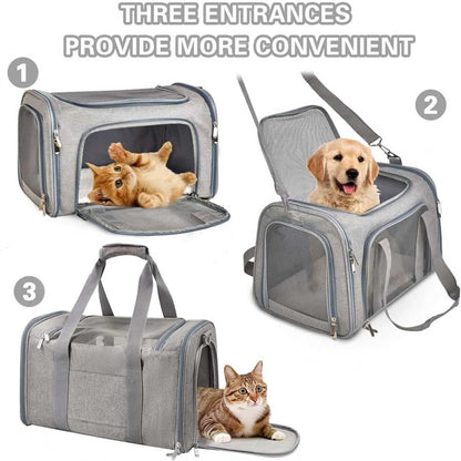 Bicycle panniers - Dog carrier bag for airplanes - Carrier bag for small dogs - Size L - Cat basket, dog basket, portable pet basket with soft sides - Foldable for puppy/rabbit travel - Image 6