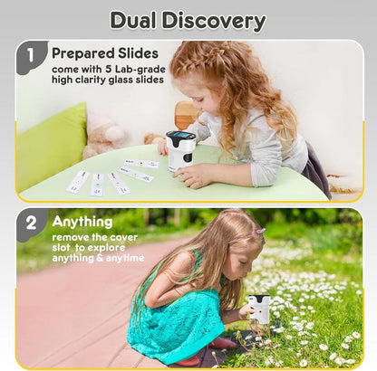 Children's Microscope - 1000X Portable Digital Microscope - 0-inch Screen - Rechargeable - With Slide Set - Mini Pocket Telescope, Educational Gift for Children Ages 4-12 - Image 5