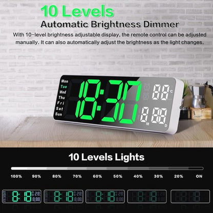 Digital Clock - Wall Clock - LED Display - 13-inch LED Digital Clock - Remote Control - Modern Design - Adjustable Brightness - Time, Date, Temperature - Living Room, Kitchen, Office, Gym - Image 2