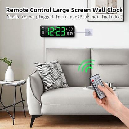 Digital Clock - Wall Clock - LED Display - 13-inch LED Digital Clock - Remote Control - Modern Design - Adjustable Brightness - Time, Date, Temperature - Living Room, Kitchen, Office, Gym - Image 7