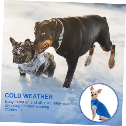 Dog Coat - Fleece Vest - Dog Sweater - Warm Winter Coat - Pull-On Fleece Coat - Leash with Ring - Perfect for Small and Medium Dogs - Blue - Size L - Image 3