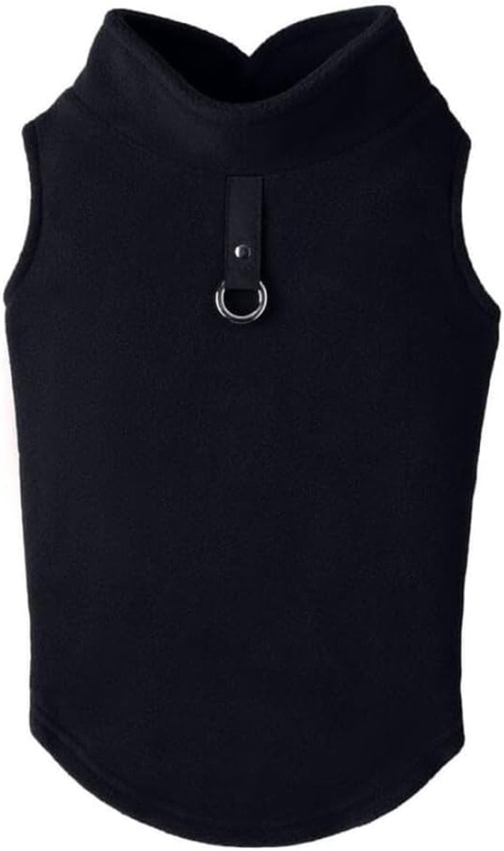 Dog Coat - Fleece Vest - Dog Sweater - Warm Winter Coat - Pull-On Fleece Coat - Leash with Ring - Perfect for Small and Medium Dogs - Black - Size XL - Image 4
