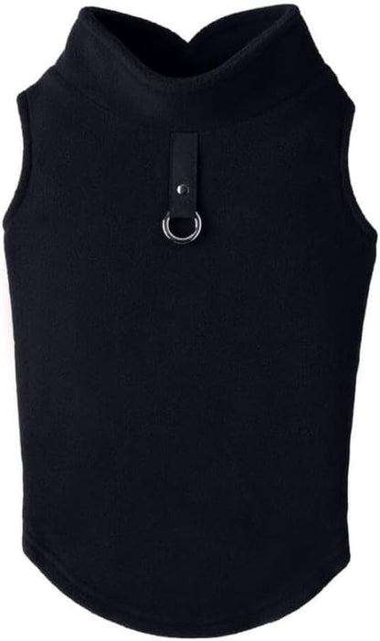 Dog Coat - Fleece Vest - Dog Sweater - Warm Winter Coat - Pull-On Fleece Coat - Leash with Ring - Perfect for Small and Medium Dogs - Black - Size XL - Image 4