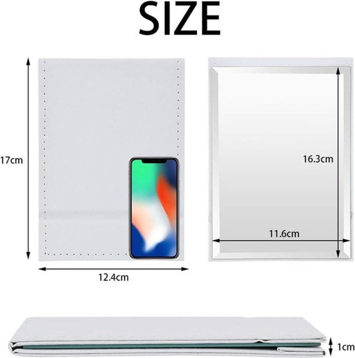 Folding tabletop mirror with PU leather cover – 125 x 17 cm – Portable travel mirror with stand – Makeup mirror for office and camping - Image 3