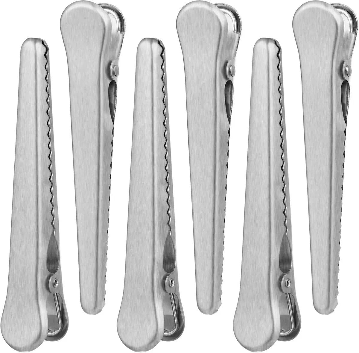 Set of 12 stainless steel bag closure clips - Reusable closure clips for bags, food, coffee, bread - Freshness clip for packaging - Bag closure - Closure clip - Food bag - Airtight closure clip