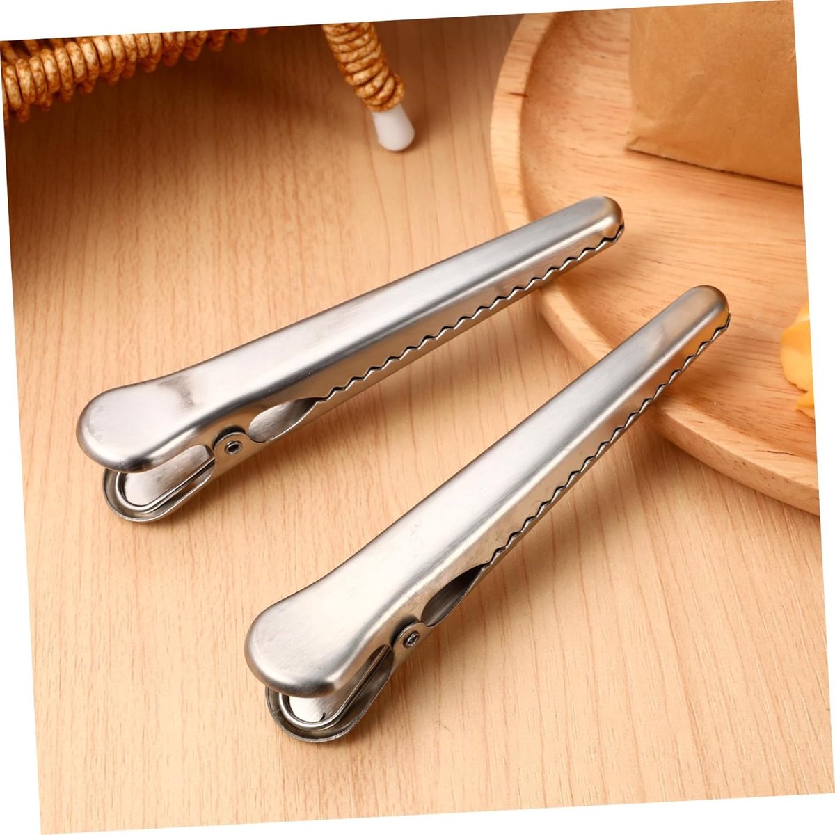 Set of 12 stainless steel bag closure clips - Reusable closure clips for bags, food, coffee, bread - Freshness clip for packaging - Bag closure - Closure clip - Food bag - Airtight closure clip - Image 3