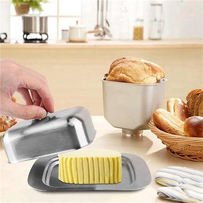 Stainless steel butter dish with lid for 250g of butter – Dessert bowl and cheese bread box for restaurant and home use – 186 x 12 x 65 cm - Image 5