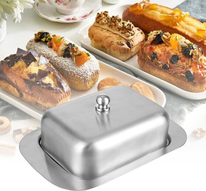 Stainless steel butter dish with lid for 250g of butter – Dessert bowl and cheese bread box for restaurant and home use – 186 x 12 x 65 cm - Image 8