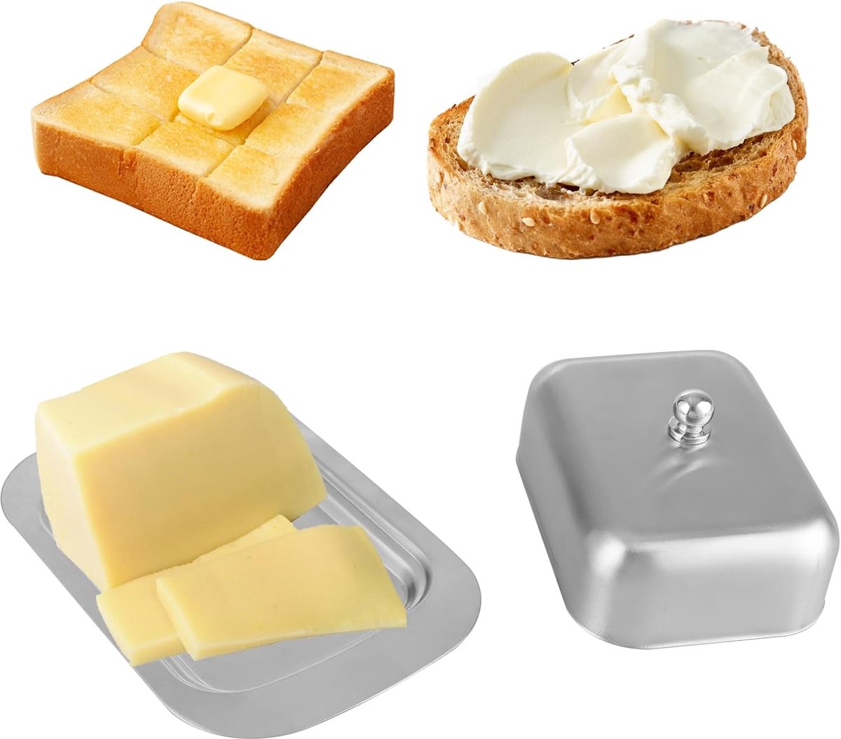Stainless steel butter dish with lid for 250g of butter – Dessert bowl and cheese bread box for restaurant and home use – 186 x 12 x 65 cm - Image 9
