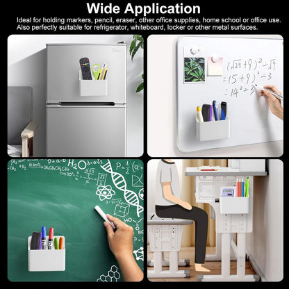 Pen holder - Magnetic pen holder - Marker holder - Marker holder for school - Whiteboard - Magnetic - Marker storage - Pencil organizer for pencil case - Set of 2 - White - Image 3