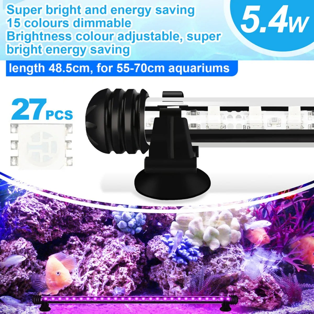 RGB Aquarium Light with Controller - Length 48.5 cm - 5.4 Watt - Aquarium Lamp - Aquarium Lamp - Aquarium Lamp - Dimmable - Image 6
