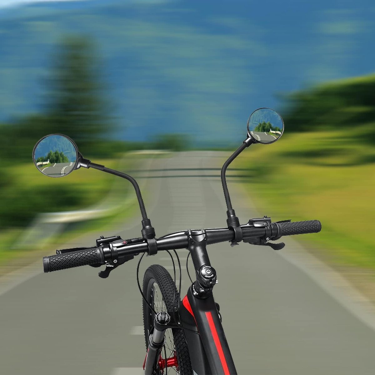 2-Piece Convex Bicycle Mirrors - Universal HD Handlebar Mirrors with 360-Degree Rotation and Wider Field of View for Bicycles and Electric Bikes - Image 2