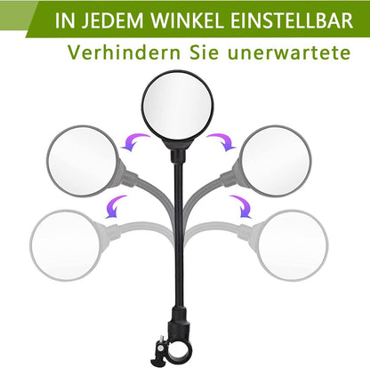 2-Piece Convex Bicycle Mirrors - Universal HD Handlebar Mirrors with 360-Degree Rotation and Wider Field of View for Bicycles and Electric Bikes - Image 3