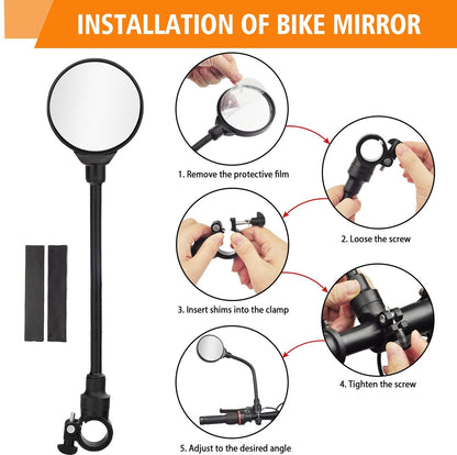 2-Piece Convex Bicycle Mirrors - Universal HD Handlebar Mirrors with 360-Degree Rotation and Wider Field of View for Bicycles and Electric Bikes - Image 5