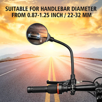 2-Piece Convex Bicycle Mirrors - Universal HD Handlebar Mirrors with 360-Degree Rotation and Wider Field of View for Bicycles and Electric Bikes - Image 6