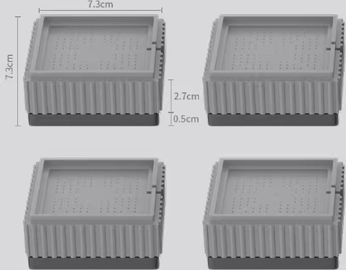 4x Square Furniture Risers - Stackable Table Legs for Washing Machines - Gray - Image 2