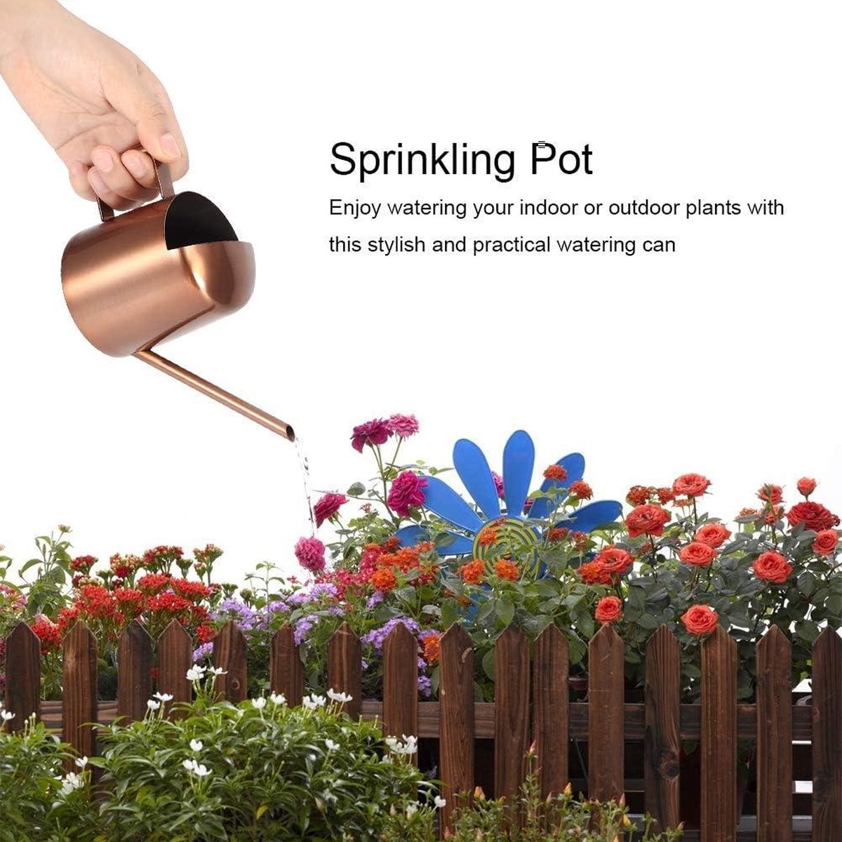 Small 300ml stainless steel watering can with long spout - ideal for flowers and household use - Image 3