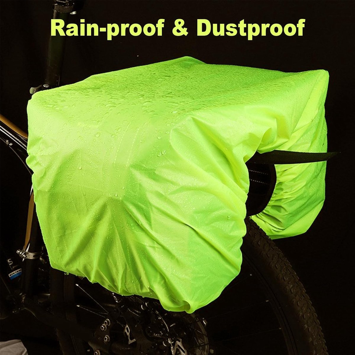 Bicycle cover - 126 x 66 cm - Rain cover for bicycle panniers - Glow clear - Rear bag cover - Waterproof bicycle basket cover for bicycles - Mountain bikes - Image 6
