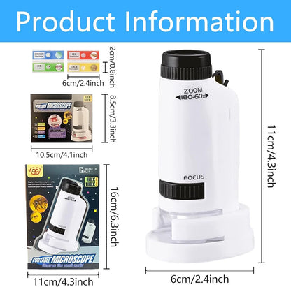 Microscope - Children's Microscope - Portable Pocket Microscope - Mini 60X-180X - Kids Exploration Kit - for Students, Science and Play - Image 2