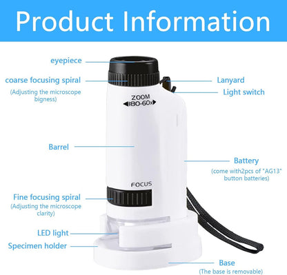 Microscope - Children's Microscope - Portable Pocket Microscope - Mini 60X-180X - Kids Exploration Kit - for Students, Science and Play - Image 3