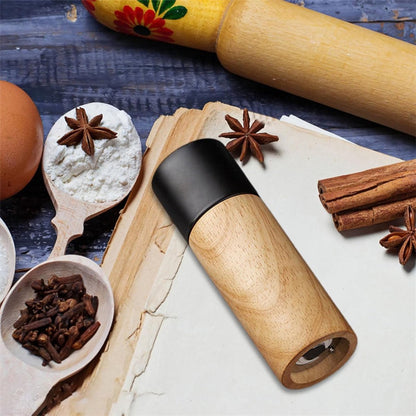 Salt and Pepper Mill — Wooden Pepper Mill — Premium Salt and Spice Mill — Wooden Salt Mill with Adjustable Ceramic Core — Manual, Refillable Salt and Pepper Mill for Spices/Sea Salt/Chili/Pepper (Black) - Image 4