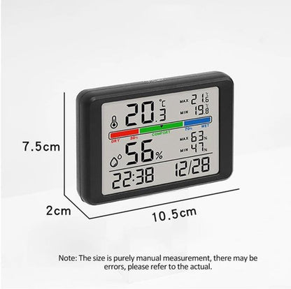 Wekker - Digital Hygrometer - Room Thermometer - Temperature and Humidity Meter - Baby's Room - Children's Room - Office - Kitchen - Wall Mounted in Garage - Desk Alarm Clock - Christmas Gift - Black - Image 5