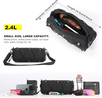 Bicycle handlebar bag - mountain bike bag for road bikes - black commuter shoulder bag - Image 7