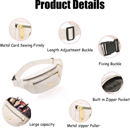 Fanny pack - Travel wallet - Money belt - Fanny pack - Men's and women's fanny pack - Travel - Outdoors - Hiking - Sports - Phone bag - Off-white - Fashion Favorite - Image 4