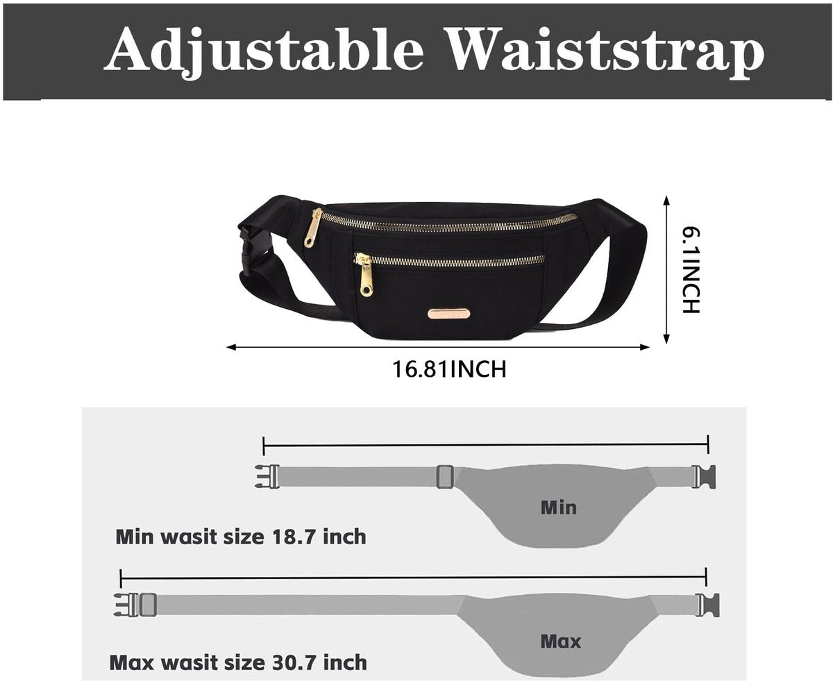 Fanny pack - Travel wallet - Money belt - Fanny pack - Men's and women's fanny pack - Travel - Outdoors - Walking - Sports - Phone bag - Black - Fashion Favorite - Image 2