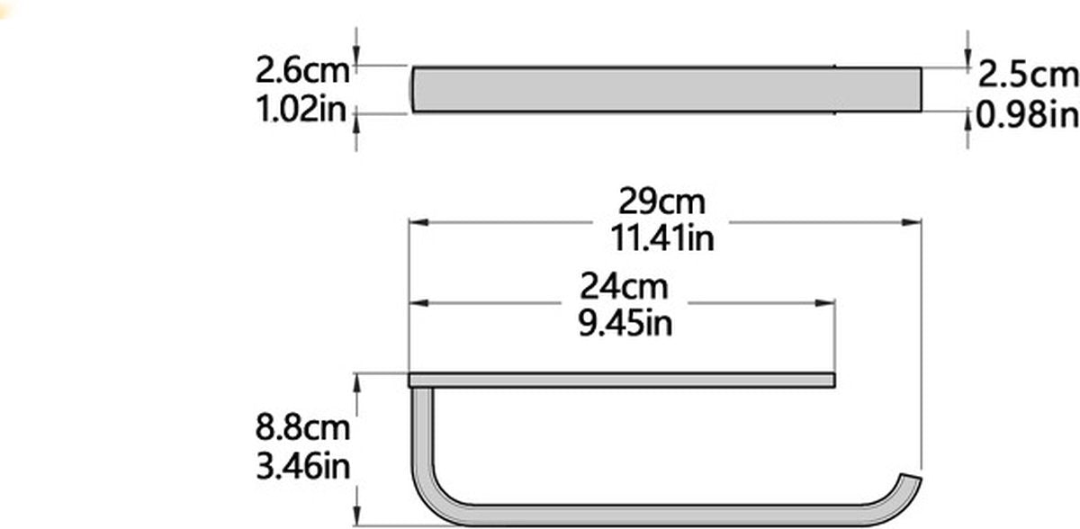 Brushed brass wall-mounted towel rail, 1 piece, for bathroom, 29 cm, bathroom accessory - Image 2