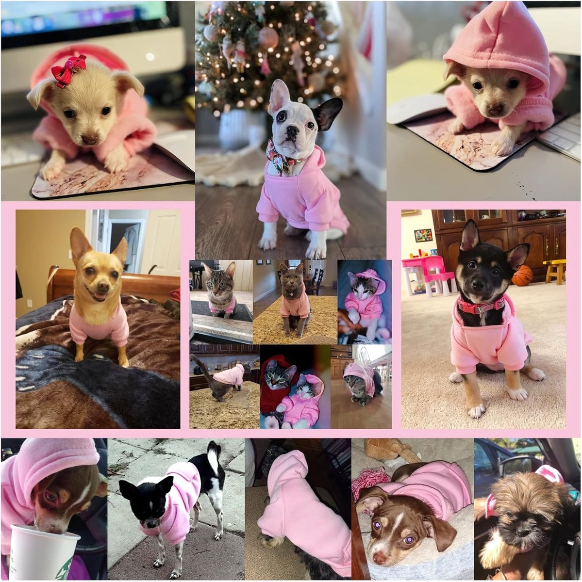 Dog Coat - Winter Hoodie - Warm Dog Coat - With Pockets - Sweatshirt - Warm Clothing - Chihuahua Dog Coat - Perfect for Small Dogs - Pink - Size M - Image 5