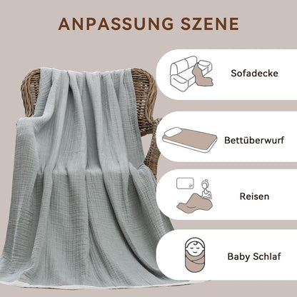Blanket - Cozy blanket - Soft blanket - Soft and cuddly muslin bedspread - Cotton blanket - Living room blanket - Suitable for all seasons - As a sofa cover - Bedroom - 150x200cm - Image 4