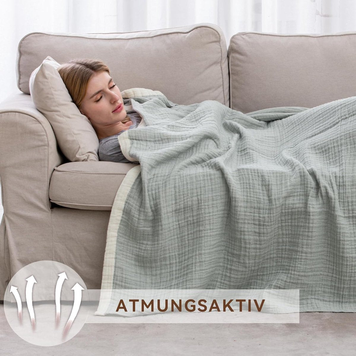 Blanket - Cozy blanket - Soft blanket - Soft and cuddly muslin bedspread - Cotton blanket - Living room blanket - Suitable for all seasons - As a sofa cover - Bedroom - 150x200cm - Image 5