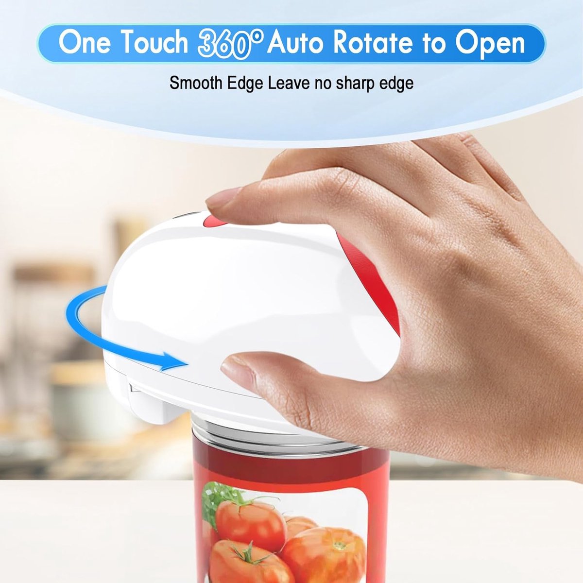 Automatic electric can opener with touch control for all can sizes (red) - Image 2