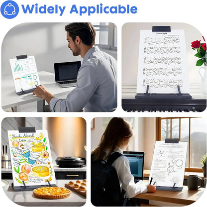 Book stand, reading shelf, paper holder, document holder with 7 adjustable positions, desk paper holder for reading A4 letters, books, receipts, sheet music, textbooks while typing - Image 3