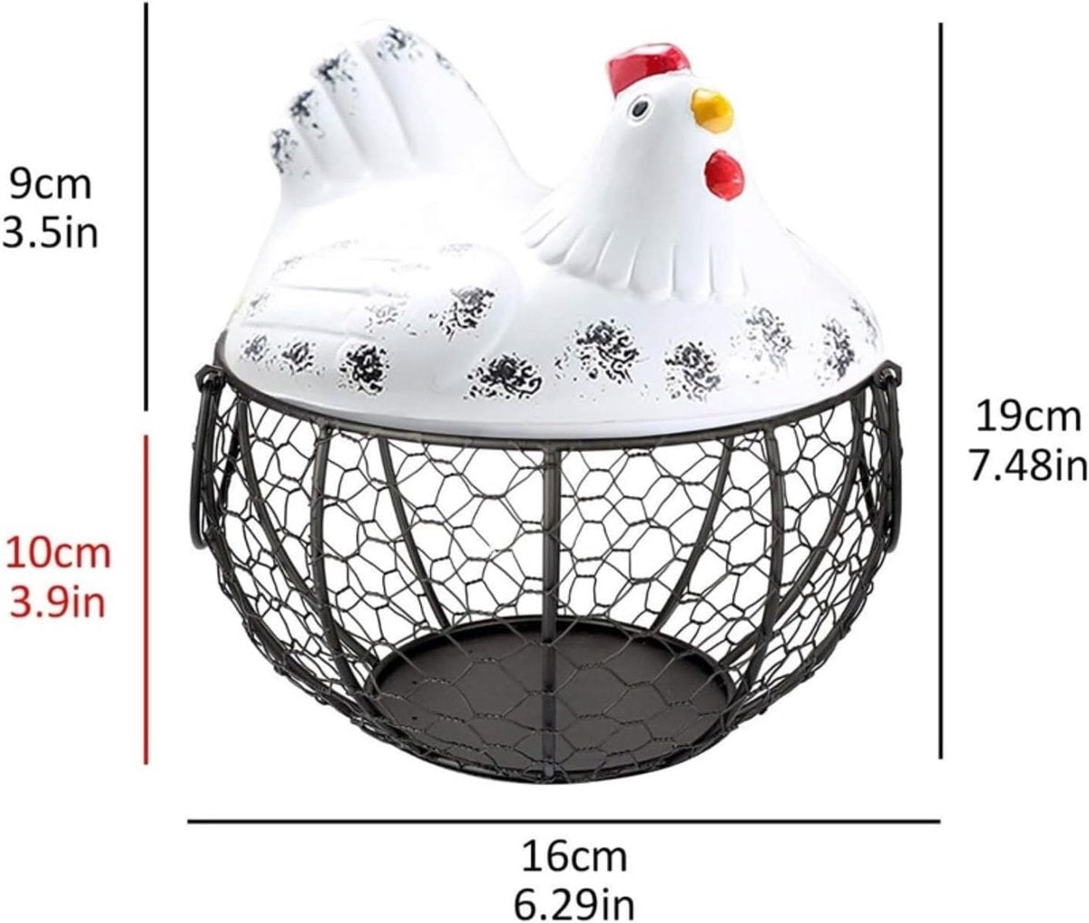 Egg basket, egg holder, egg storage, metal fruit bowl, chicken pattern, ceramic egg storage basket, iron basket for 15 eggs, egg holder, storage case, container - Image 4