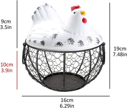 Egg basket, egg holder, egg storage, metal fruit bowl, chicken pattern, ceramic egg storage basket, iron basket for 15 eggs, egg holder, storage case, container - Image 4