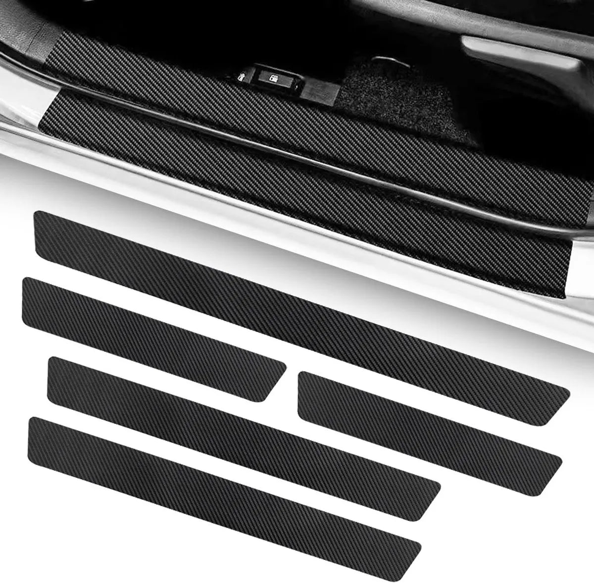 Car Door Sill Moldings - Set of 5, Universal Entry Moldings for SUVs, Anti-Scratch Stickers with Film