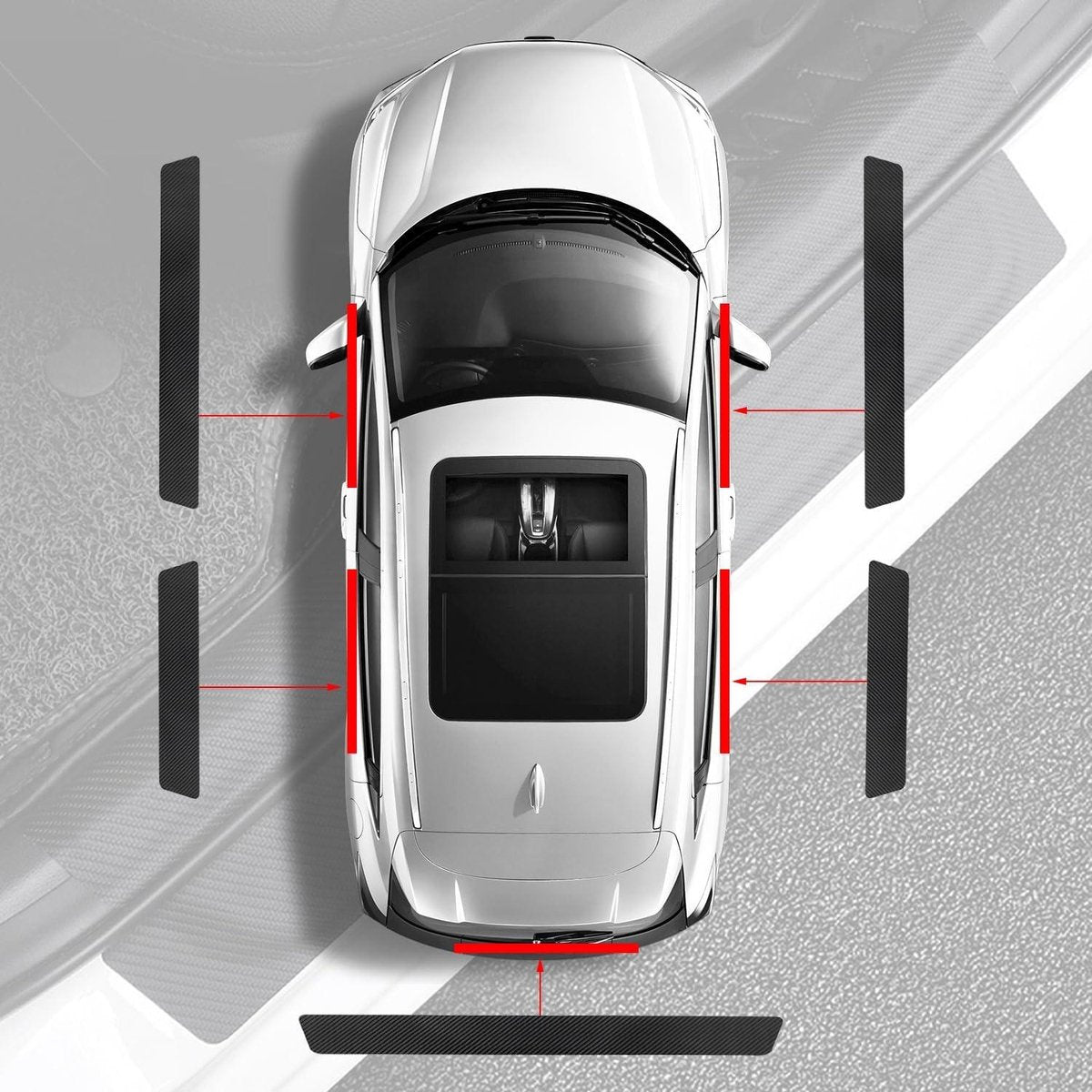 Car Door Sill Moldings - Set of 5, Universal Entry Moldings for SUVs, Anti-Scratch Stickers with Film - Image 2
