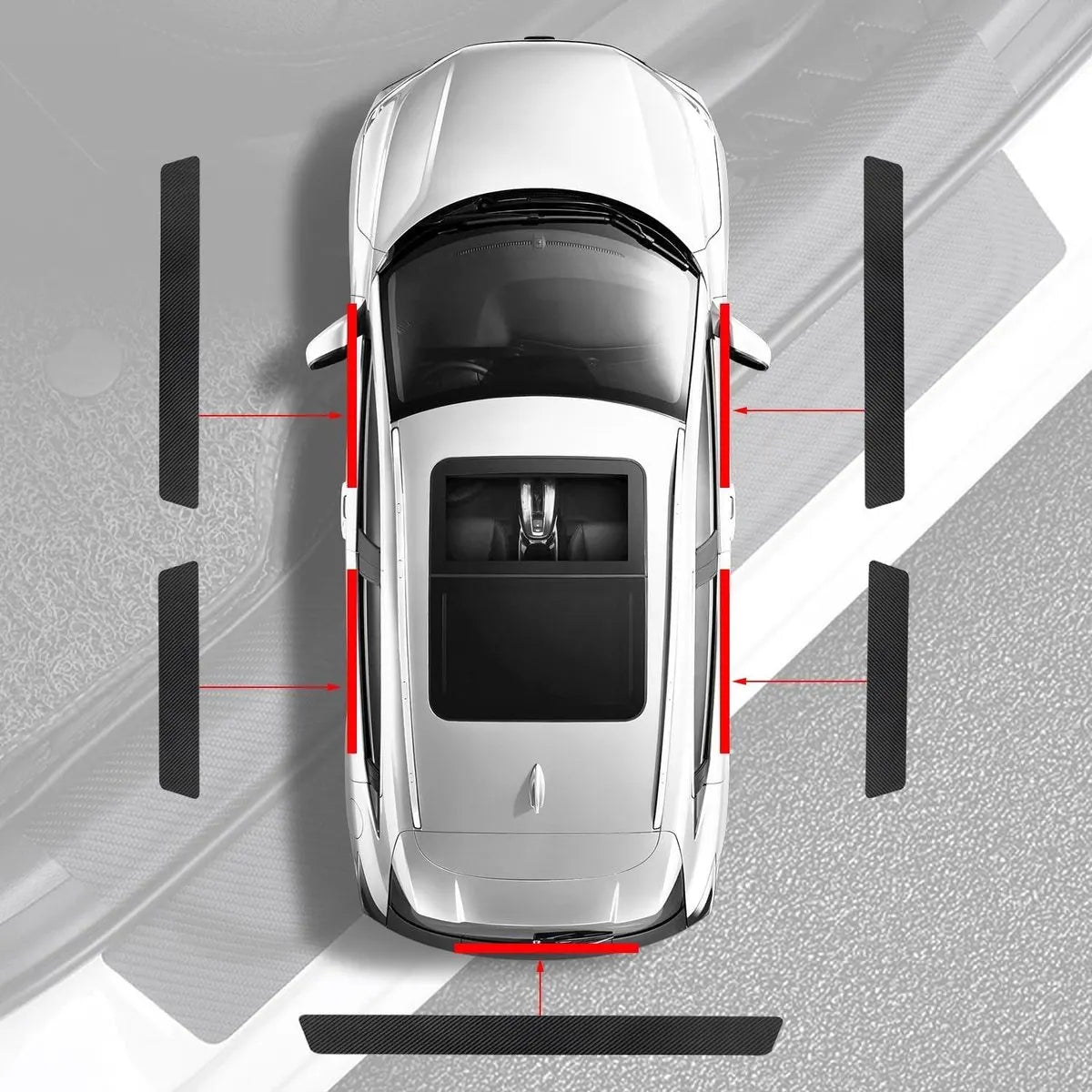 Car Door Sill Moldings - Set of 5, Universal Entry Moldings for SUVs, Anti-Scratch Stickers with Film - Image 2