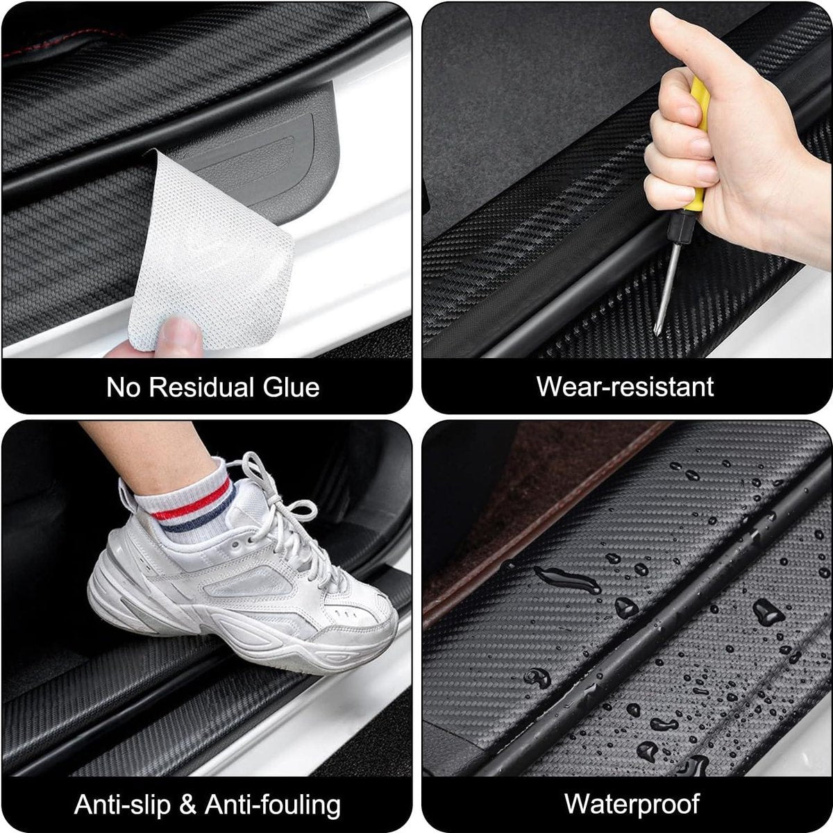 Car Door Sill Moldings - Set of 5, Universal Entry Moldings for SUVs, Anti-Scratch Stickers with Film - Image 5