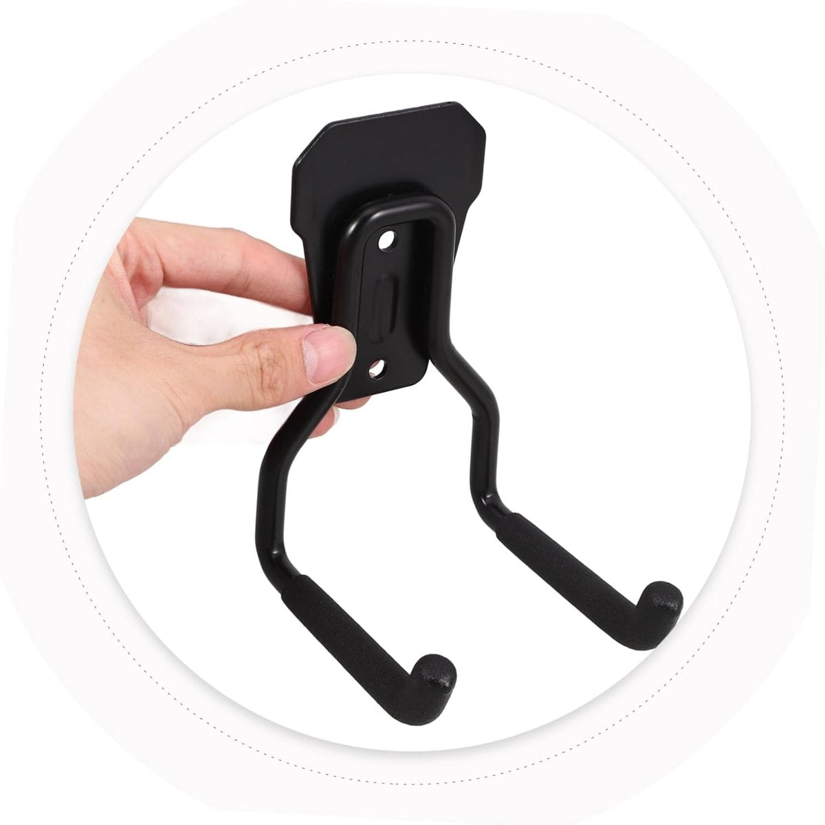 Support - Heavy-duty metal wall hook - Black mounting hooks for bicycles, ladders, and bulky items. Durable and easy to install for home and workshop storage. - Image 3