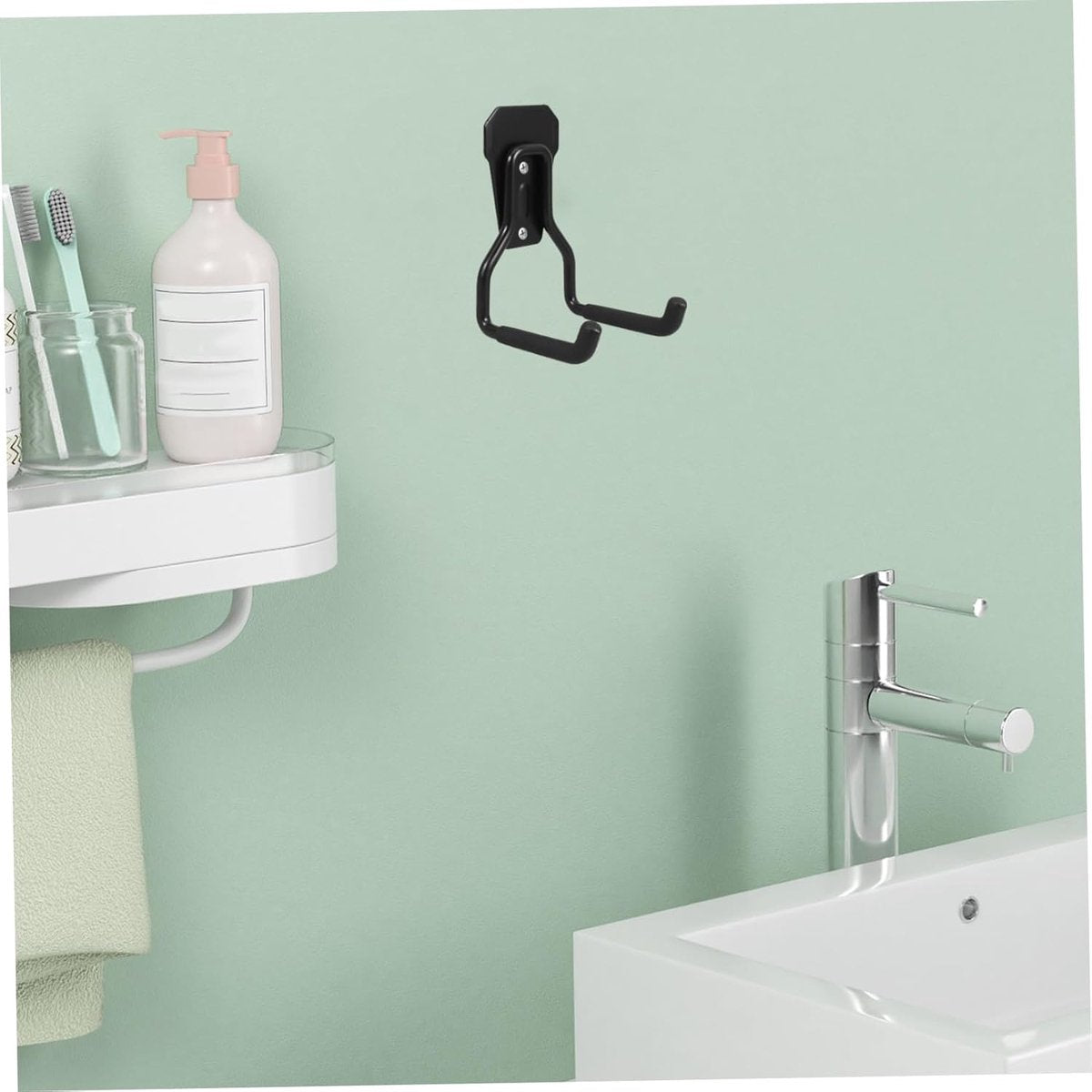 Support - Heavy-duty metal wall hook - Black mounting hooks for bicycles, ladders, and bulky items. Durable and easy to install for home and workshop storage. - Image 4