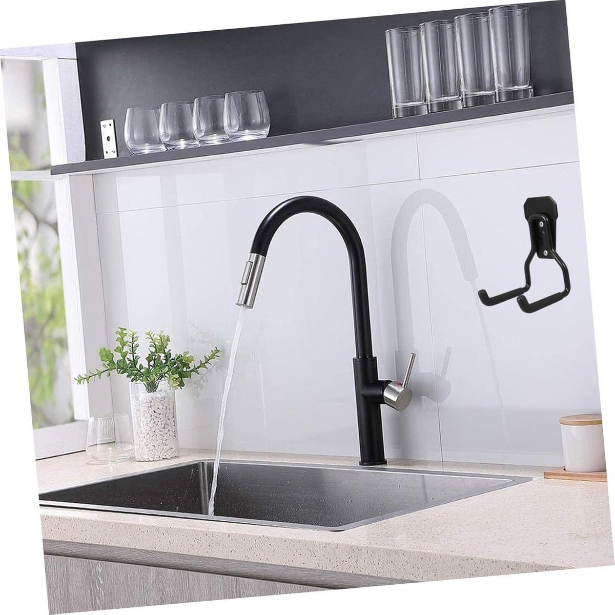Support - Heavy-duty metal wall hook - Black mounting hooks for bicycles, ladders, and bulky items. Durable and easy to install for home and workshop storage. - Image 5