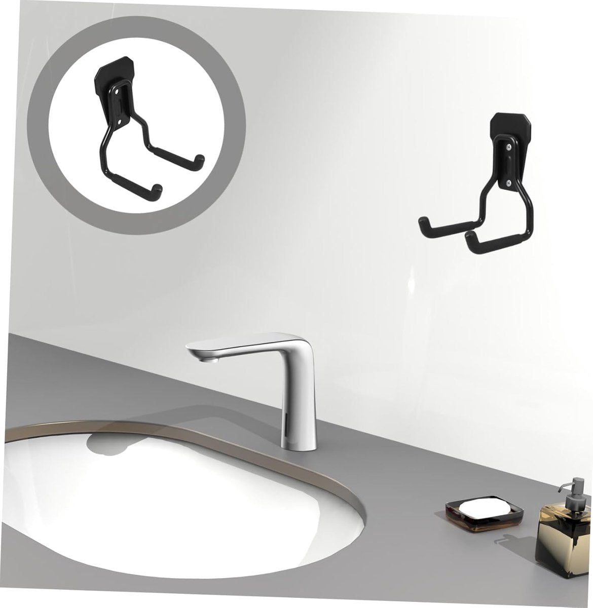 Support - Heavy-duty metal wall hook - Black mounting hooks for bicycles, ladders, and bulky items. Durable and easy to install for home and workshop storage. - Image 6