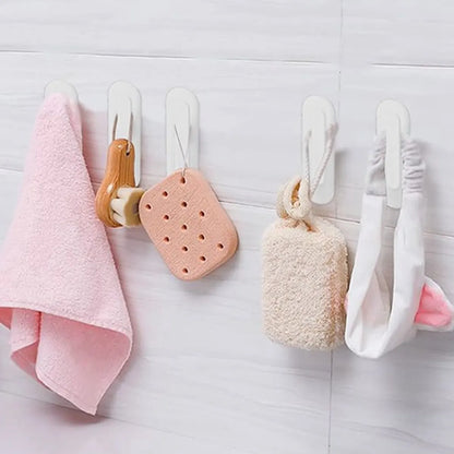 8-piece set - Hooks - Key hooks - Clothes hooks - Towel hooks - Curtain cord holder - Self-adhesive - for bathroom, living room, kitchen - Plastic - White - 6.9*2cm - Image 3
