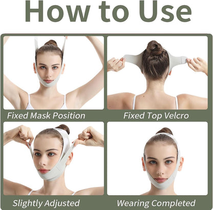 Reusable face sleep mask - V-shaped chin strap - Firming and tightening band for double kin - Sleep mask - Light green - Image 6