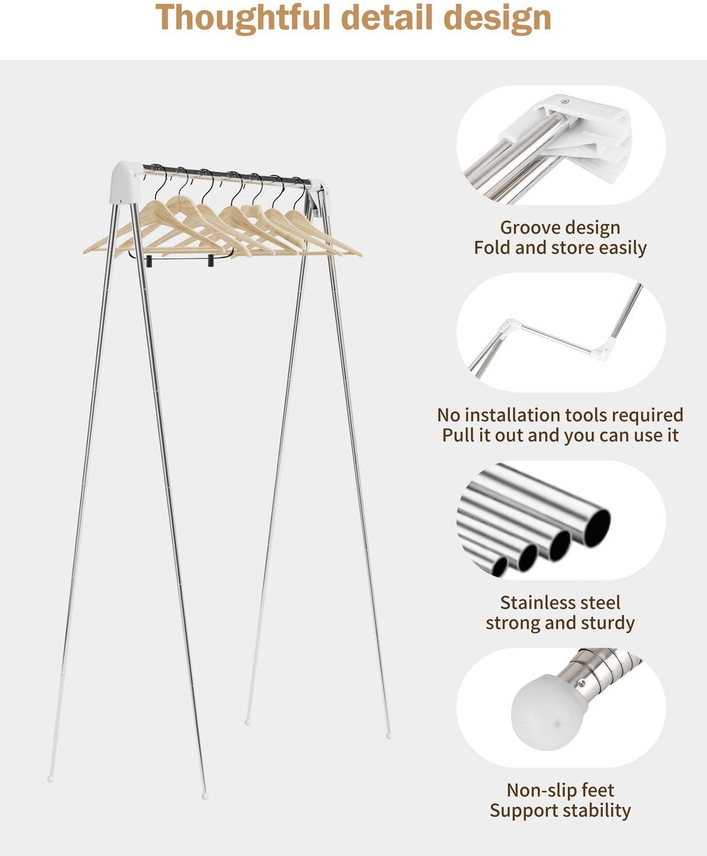 Travel clothes hanger - folding clothes hanger - clothes rack - Wasrek folding clothes rack - suitable for travel - folding clothes rack - freestanding clothes drying rack - drying tower - clothes drying rack - bathroom/balcony/indoor/outdoor - Image 4